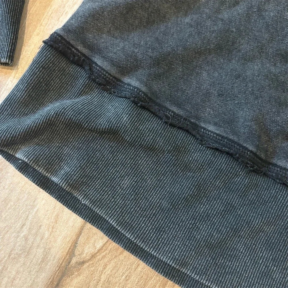 H&M Divided Sweatshirt Womens Size S Black Crew Neck Pullover Washed Look